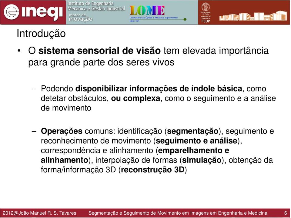 reconhecimento de movimento (seguimento e análise), correspondência e alinhamento (emparelhamento e alinhamento), interpolação de formas (simulação),