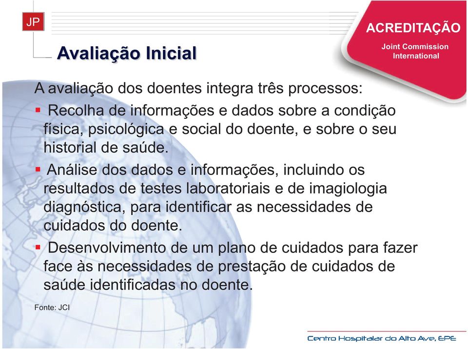 Análise dos dados e informações, incluindo os resultados de testes laboratoriais e de imagiologia diagnóstica, para