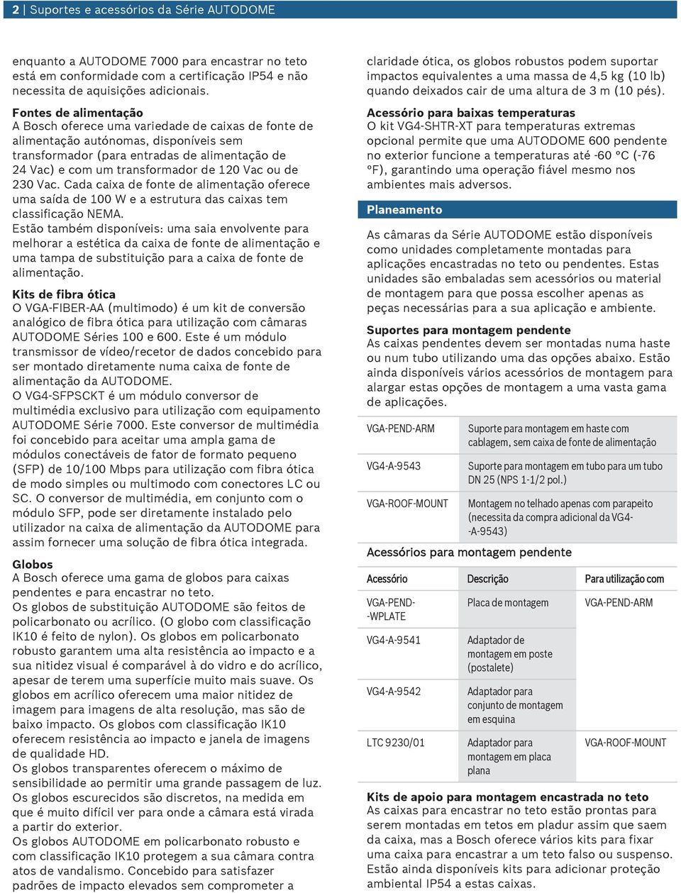 Vac ou de 230 Vac. Cada caixa de fonte de alimentação oferece uma saída de 100 W e a estrutura das caixas tem classificação NEMA.