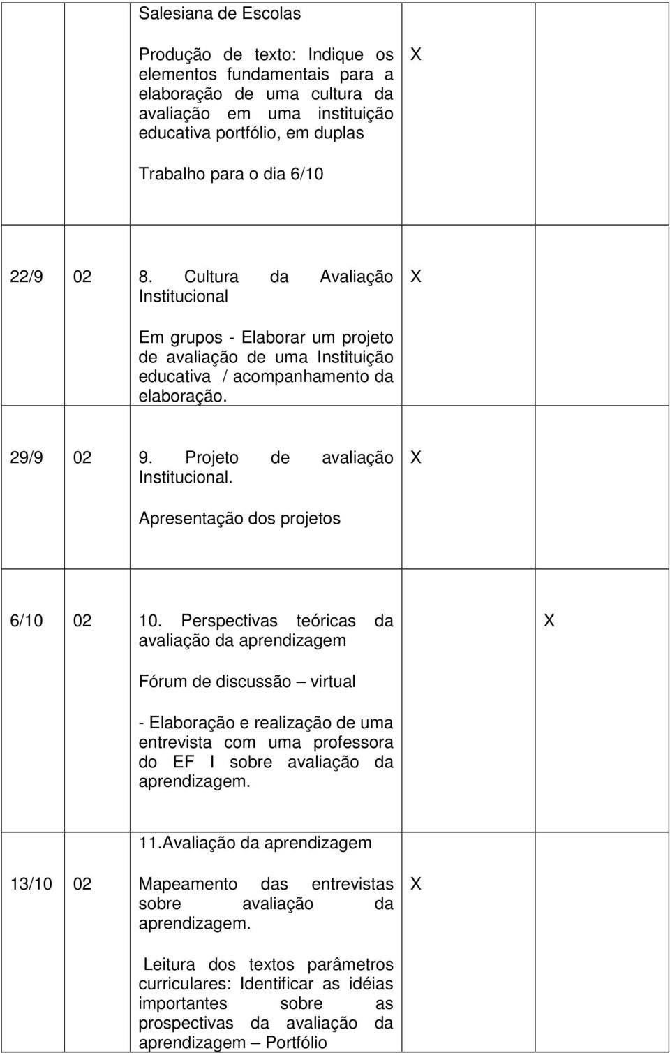 Apresentação dos projetos 6/10 02 10.