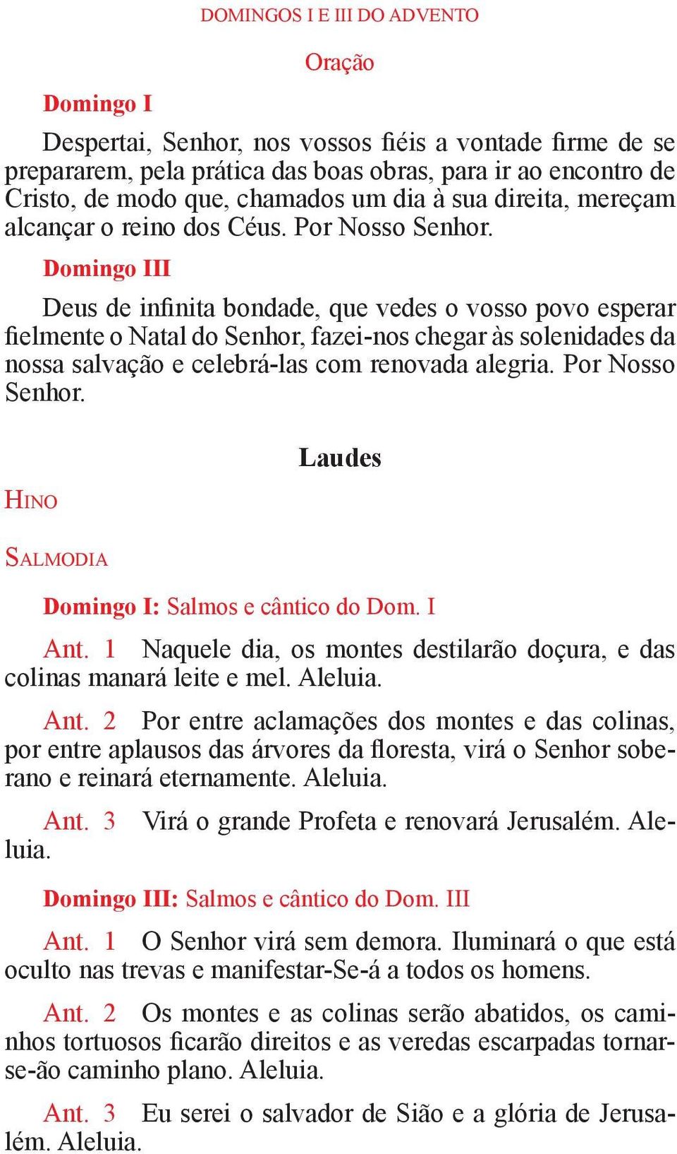 Domingo III Deus de infinita bondade, que vedes o vosso povo esperar fielmente o Natal do Senhor, fazei-nos chegar às solenidades da nossa salvação e celebrá-las com renovada alegria.