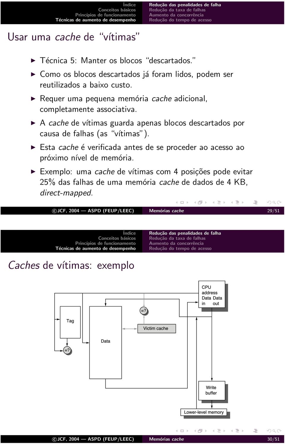 Esta cache é verificada antes de se proceder ao acesso ao próximo nível de memória.