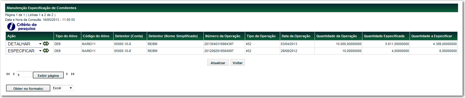 SDT - Módulo de Distribuição Descrição dos campos da Tela Especificação de Comitentes Campo Tipo do Ativo Código do Ativo Número da Operação Detentor (Conta) Data Situação da Especificação Descrição