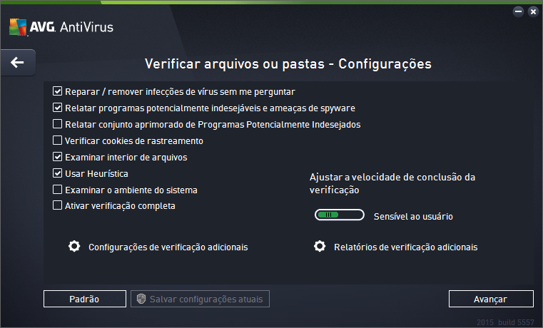 pastas que deseja verificar. O caminho para cada pasta selecionada será gerado automaticamente e exibido na caixa de texto na parte superior dessa caixa de diálogo.