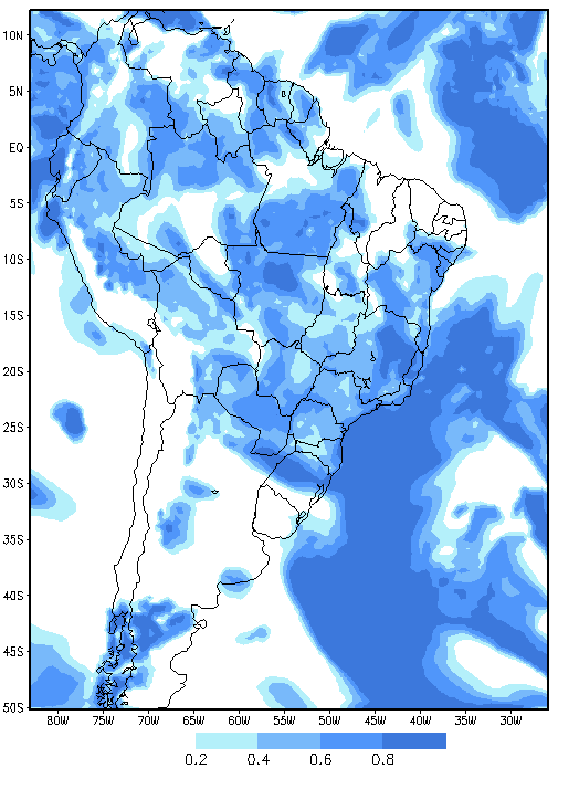 PRODUTOS DE PREVISÃO NUMÉRICA DE TEMPO: exemplos Precipitação mm/dia + Pressão