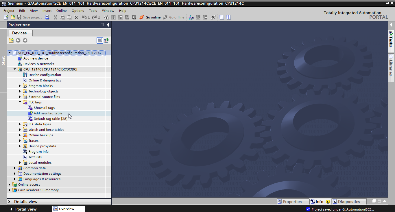 6.2 Criar tabela de variantes Navegue na visualização do projeto até variantes PLC de seu controller e crie uma tabela de variantes, clicando duas vezes em Add new tag table