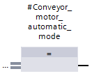 Arraste agora seu parâmetro de output #Conveyor_motor_automatic_mode (Motor de correia_automático) para <??.?> sobre seu bloco recém-adicionado.
