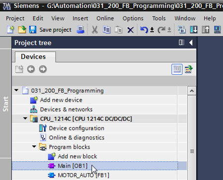 6.8 Programação do bloco de organização OB1 controller do movimento da correia para frente na operação automática Antes da programação do bloco de organização "Main[OB1]", iremos configurar a