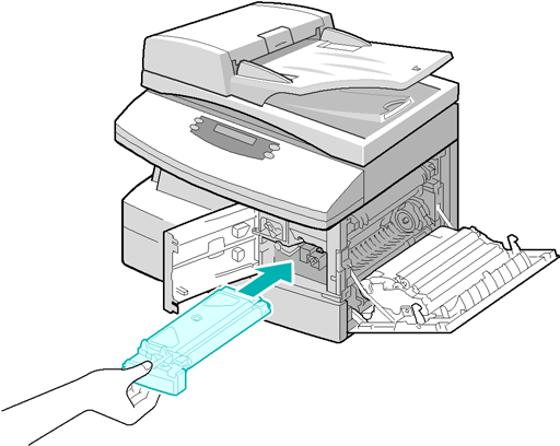 quick_use.book Page 4 Thursday, February 23, 2006 3:03 PM 4 Remova o cartucho de toner inicial da embalagem. Agite suavemente o cartucho para soltar o toner.