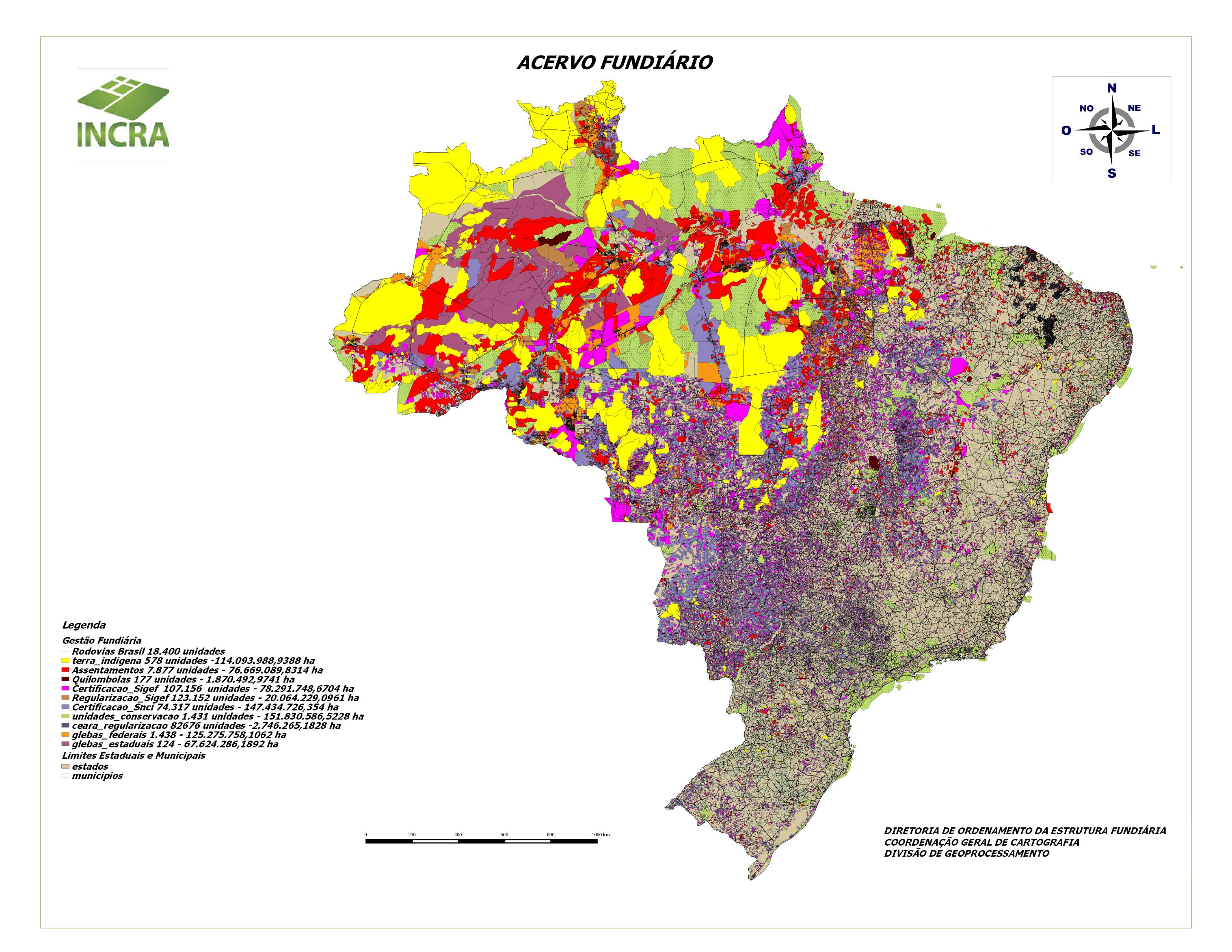 Avanços no cadastro: SIGEF Terra Indígena 112.745.463 ha Unidades de Conservação 128.561.