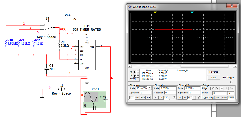 O resistor R1 é o resistor de polarização que mantém o Trigger do CI555 em nível lógico 1 na ausência do sinal de disparo (nível lógico 0). É da ordem de 2,2 KΩ.