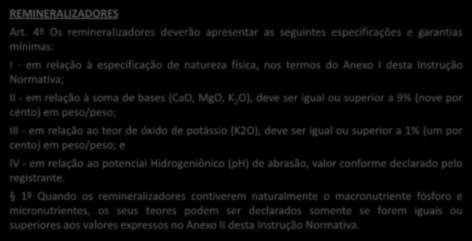 INSTRUÇÃO NORMATIVA Nº 5, DE 10 DE MARÇO DE 2016 REMINERALIZADORES Art.