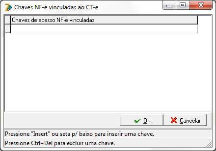 Para visualizar as chaves de acesso NF-e vinculadas, basta consultar a nota CT-e e posteriormente clicar do botão NF-e.