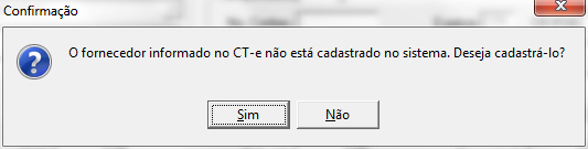 Entrada de Notas Diversas Cadastro de Fornecedor Quando o fornecedor informado no XML não