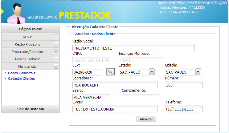 Alterando os dados de um cliente Selecione o cliente que deseja efetuar a alteração e