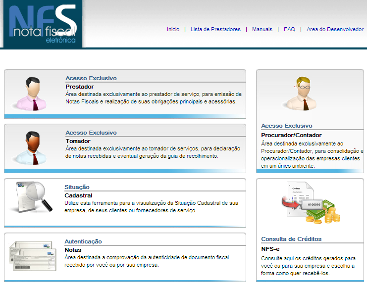 Área do desenvolvedor Nessa opção você encontrará ferramentas e suporte técnico para desenvolvimento do arquivo XML e integração com o WebService da prefeitura. Clique em Área do desenvolvedor.