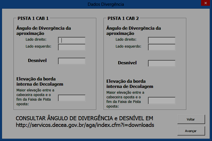 O ângulo de divergência da aproximação e o desnível da seção horizontal são informações aplicáveis a aeródromos que possuem procedimentos de aproximação VOR ou NDB.