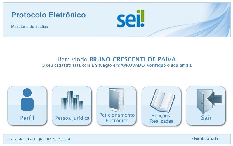 6. Peticionamento Eletrônico O Peticionamento eletrônico é uma função onde o usuário, cadastrado e aprovado no