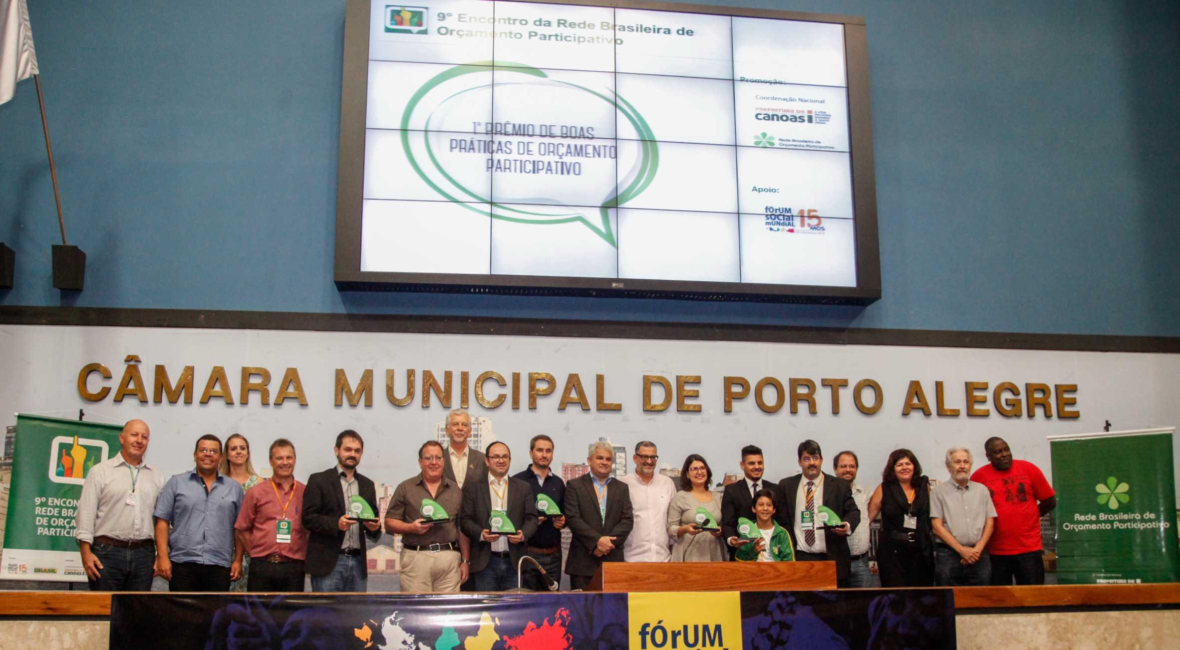 1º Prêmio de Boas Práticas de Orçamento Participativo 1º PRÊMIO DE BOAS PRÁTICAS DA REDE BRASILEIRA DE OP 9º Encontro Nacional Rede Brasileira de