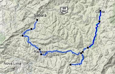 Dados do Trecho Mountain bike: Estrada de Terra km: 57% 241 km Single Trails km: 14% 59 km Calcamento 4% 13 km Estrada asfalto km: 25% 111 km Total km de mountain bike: Total horas mountain bike: