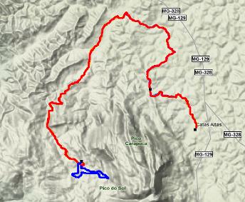 Segunda: Caetés - Serra de Espinhaço Barão de Cocais Serra do Caraça 59 km / 1340 Hm Trecho a pedalar 59 km: Nível 2-29 km Estrada de terra - 0 km Single