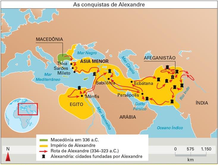 Surgimento do Império Macedônico (Felipe II e, depois, seu filho Alexandre Magno, o Grande ).