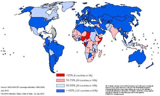 Gráfico - 1 - Cobertura global de casos notificados anualmente, 1980-2009