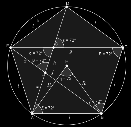 l + x = l x l x Realizando as contas, temos, l 2 xl x 2 = 0, daí obtém-se que, l x = 1 + 5 = d 2 l Então resulta que a diagonal fica perfeitamente determinada, ou seja, d = l ( 1 + 5 ) 2 3) Outra