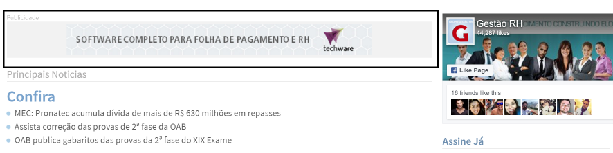 FORMATOS Banner Horizontal: 960x60 pixels Banner Lateral : 386x235 pixels Os banners serão visualizados em todas as páginas do site. AUDIÊNCIA 2. 700.000 páginas visualizadas/ano 750.