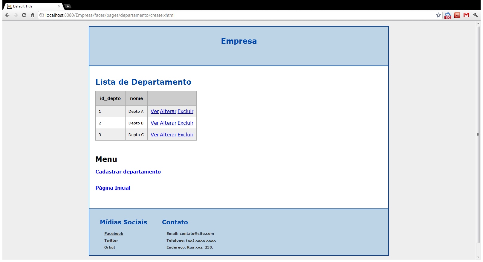 36 Figura 4.4 - Página de listagem de departamentos.