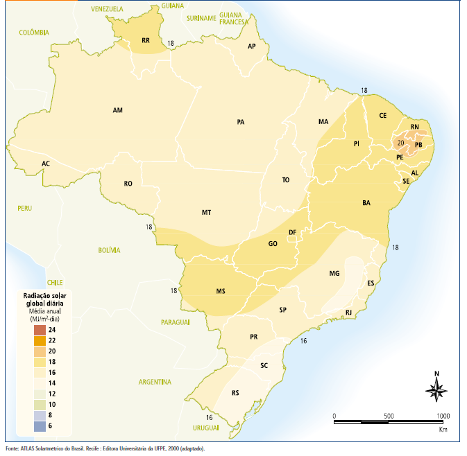 Média Anual Radiação Solar Global Diária (Mj/m 2.