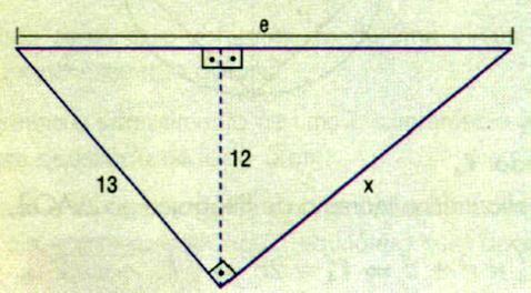 42) (Cesgranrio-RJ)Num triângulo retângulo, a altura relativa à hipotenusa mede 12, e o menor dos segmentos que ela determina sobre a hipotenusa, 9. O menor lado do triângulo mede?