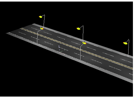 66 Caso 3: Considerando uma rua com faixa dupla e cada faixa 9m de largura, 2m de calçada (ambos os lados), 1m entre faixas, espaçamento entre postes de 35m dos dois lados da faixa, conforme figura