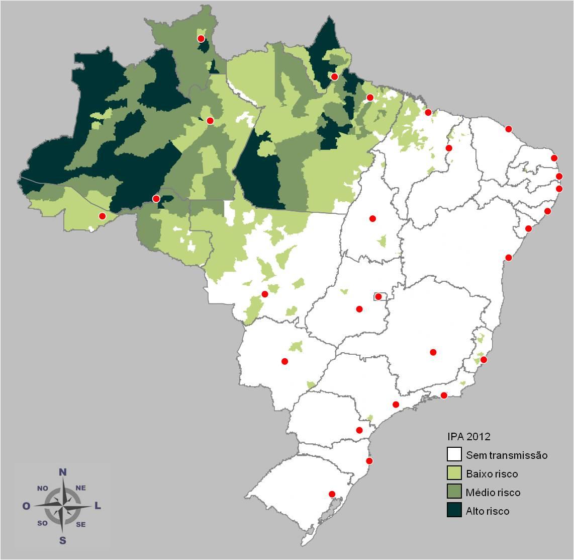 Risco de Malária no Brasil e Capacidade de Atendimento - 2013 Região Amazônica - 168.