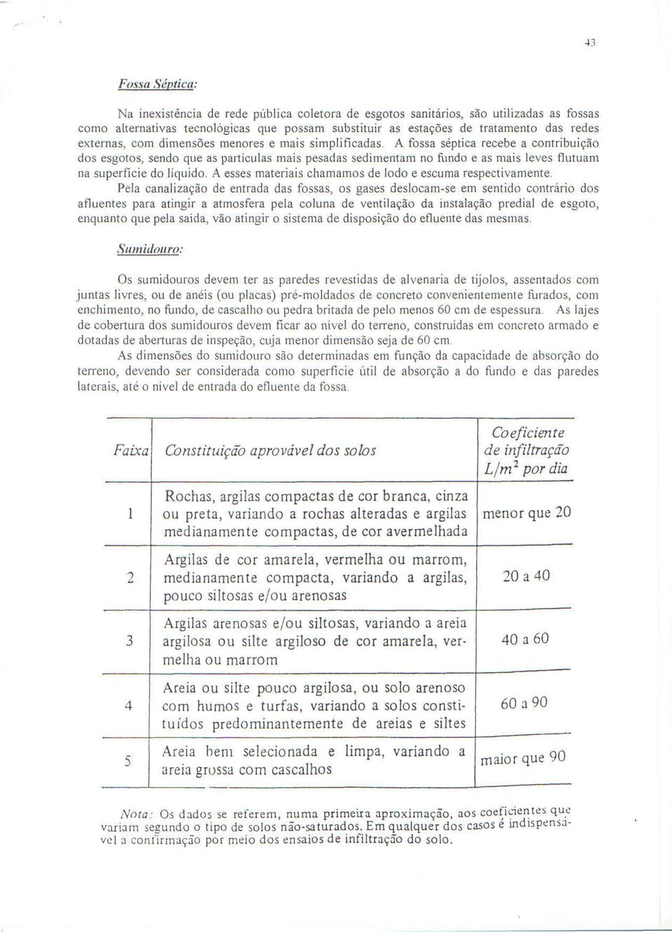 A fossa septica recebe a contribuicao dos esgotos, sendo que as particulas mais pesadas sedimentam no fundo e as mais leves flutuarn na superficie do liquido A esses materiais chamamos de lodo e