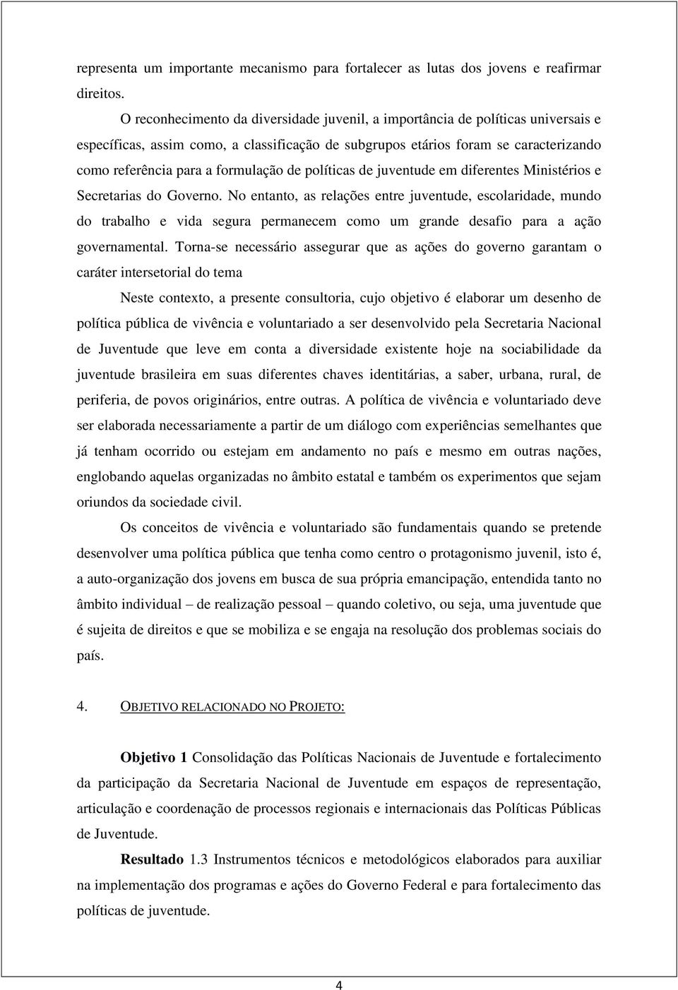 formulação de políticas de juventude em diferentes Ministérios e Secretarias do Governo.