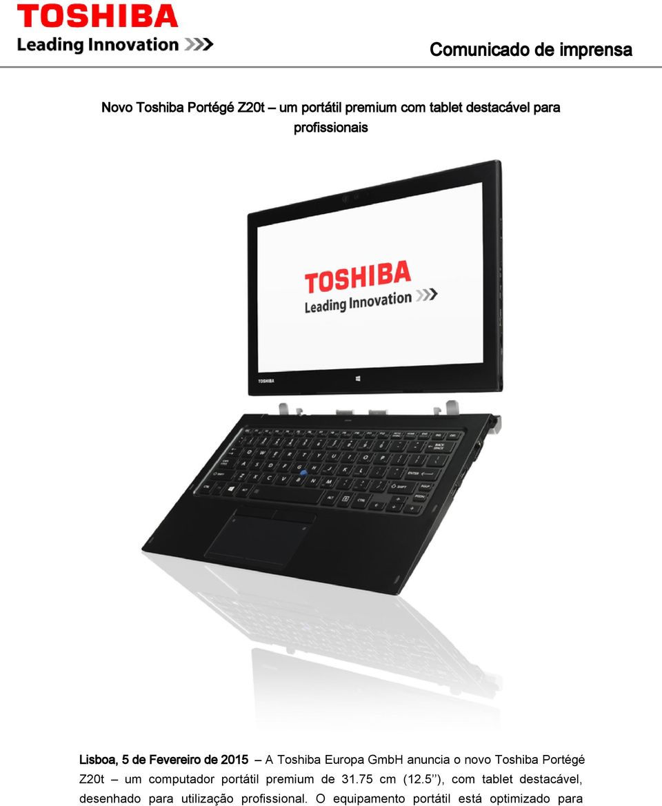 Toshiba Portégé Z20t um computador portátil premium de 3.75 cm (2.