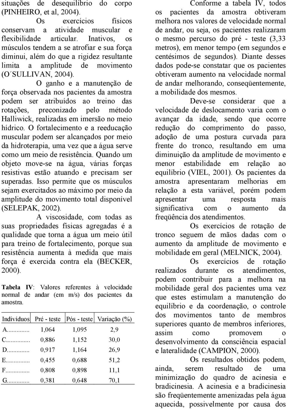 O ganho e a manutenção de força observada nos pacientes da amostra podem ser atribuídos ao treino das rotações, preconizado pelo método Halliwick, realizadas em imersão no meio hídrico.