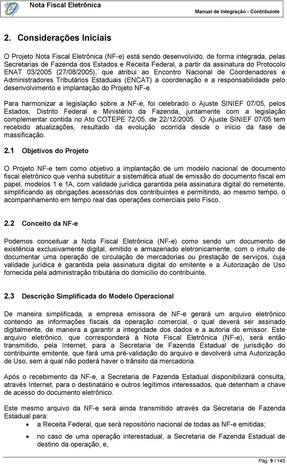 implantação do Projeto NF-e.