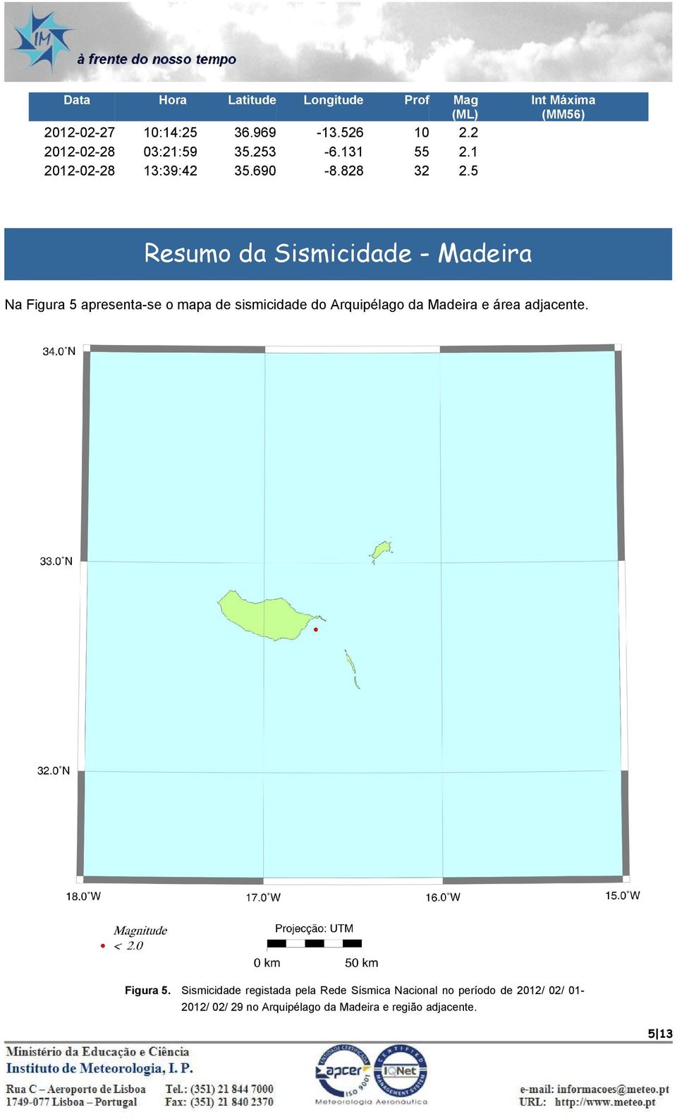 sismicidade do Arquipélago da Madeira e área adjacente. Figura 5.