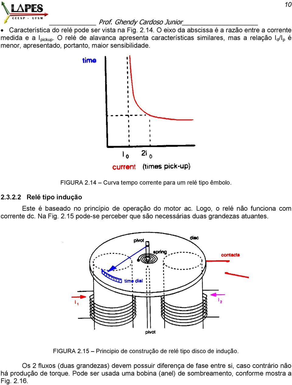 14 Curva tempo corrente para um relé tipo êmbolo. Este é baseado no princípio de operação do motor ac. Logo, o relé não funciona com corrente dc. Na Fig. 2.