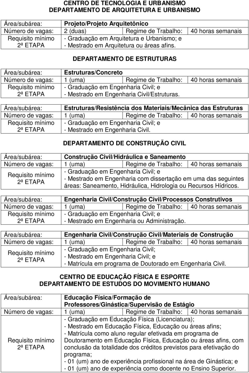 Área/subárea: Estruturas/Resistência dos Materiais/Mecânica das Estruturas - Mestrado em Engenharia Civil.