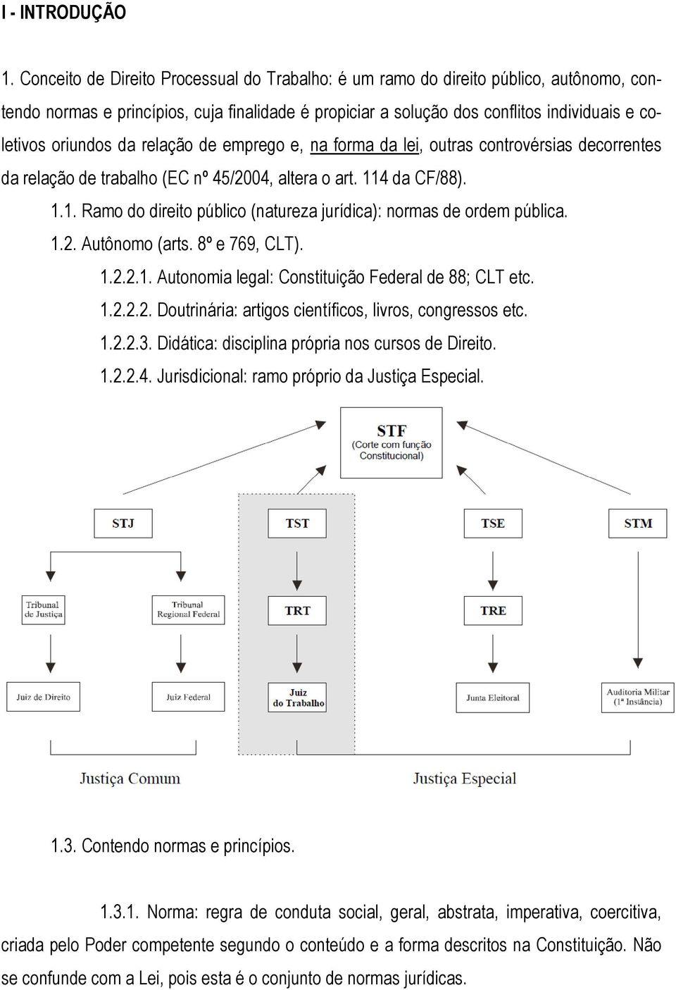 da relação de emprego e, na forma da lei, outras controvérsias decorrentes da relação de trabalho (EC nº 45/2004, altera o art. 114 da CF/88). 1.1. Ramo do direito público (natureza jurídica): normas de ordem pública.