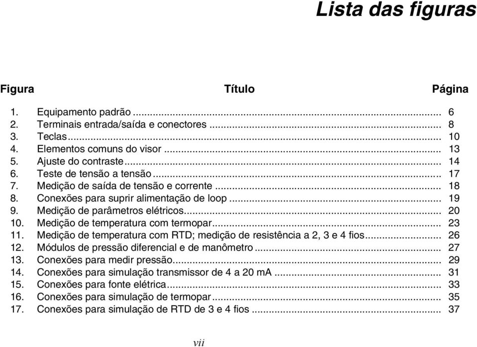 Medição de temperatura com termopar... 23 11. Medição de temperatura com RTD; medição de resistência a 2, 3 e 4 fios... 26 12. Módulos de pressão diferencial e de manômetro... 27 13.