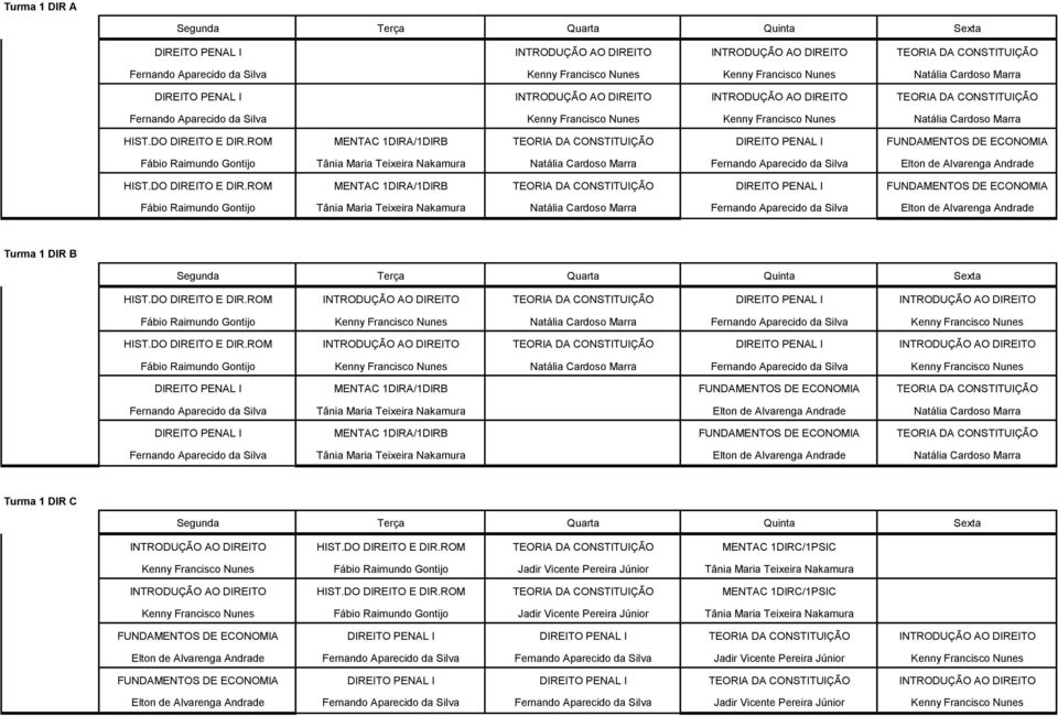 ROM MENTAC 1DIRA/1DIRB TEORIA DA CONSTITUIÇÃO DIREITO PENAL I FUNDAMENTOS DE ECONOMIA Fábio Raimundo Gontijo Tânia Maria Teixeira Nakamura Natália Cardoso Marra Fernando Aparecido da Silva Elton de