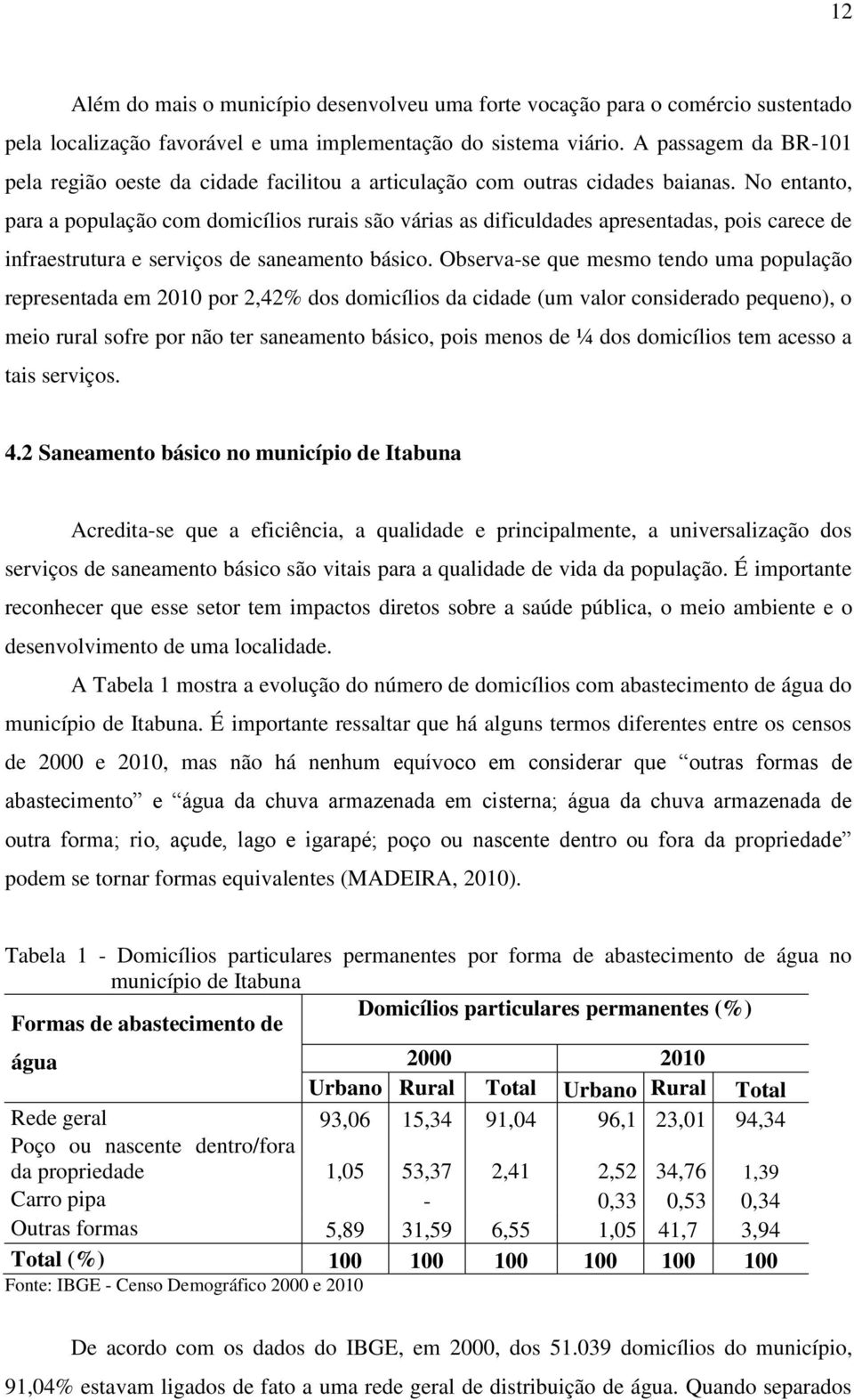 No entanto, para a população com domicílios rurais são várias as dificuldades apresentadas, pois carece de infraestrutura e serviços de saneamento básico.