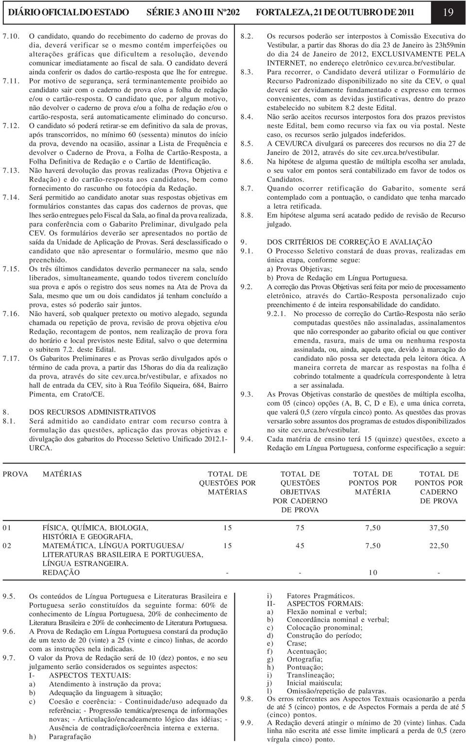 fiscal de sala. O candidato deverá ainda conferir os dados do cartão-resposta que lhe for entregue. 7.11.