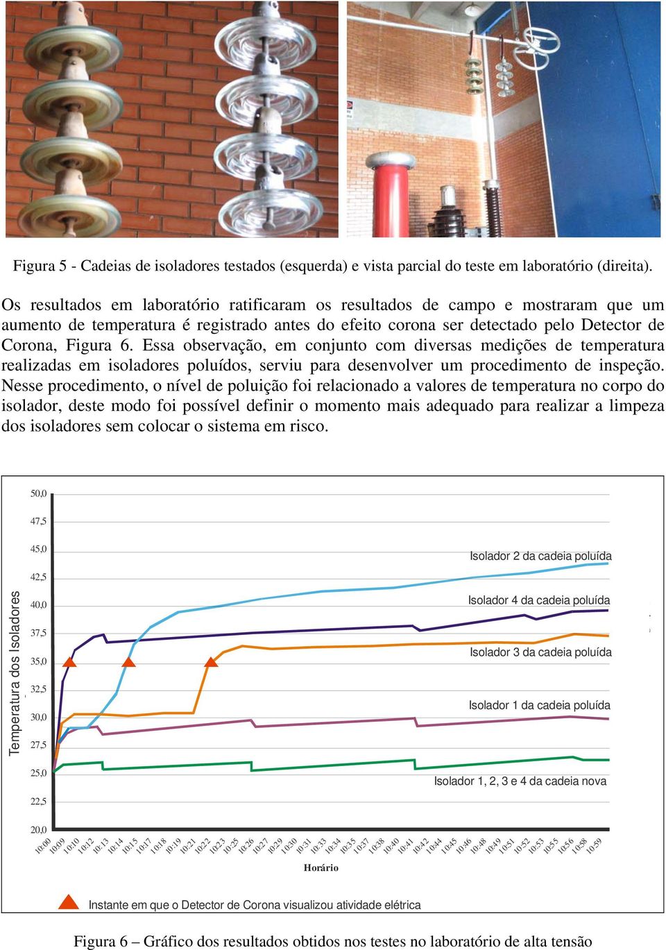 Essa observação, em conjunto com diversas medições de temperatura realizadas em isoladores poluídos, serviu para desenvolver um procedimento de inspeção.