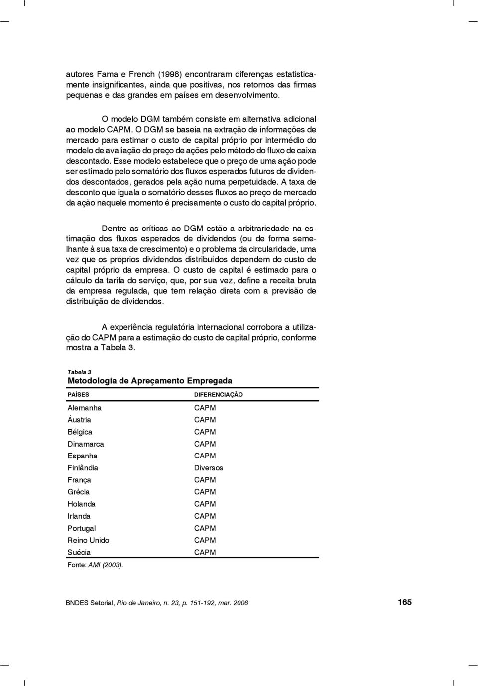 O DGM se baseia na extração de informações de mercado para estimar o custo de capital próprio por intermédio do modelo de avaliação do preço de ações pelo método do fluxo de caixa descontado.