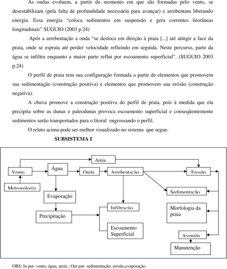 ..] até atingir a face da praia, onde se espraia até perder velocidade refluindo em seguida. Neste percurso, parte da água se infiltra enquanto a maior parte reflui por escoamento superficial.